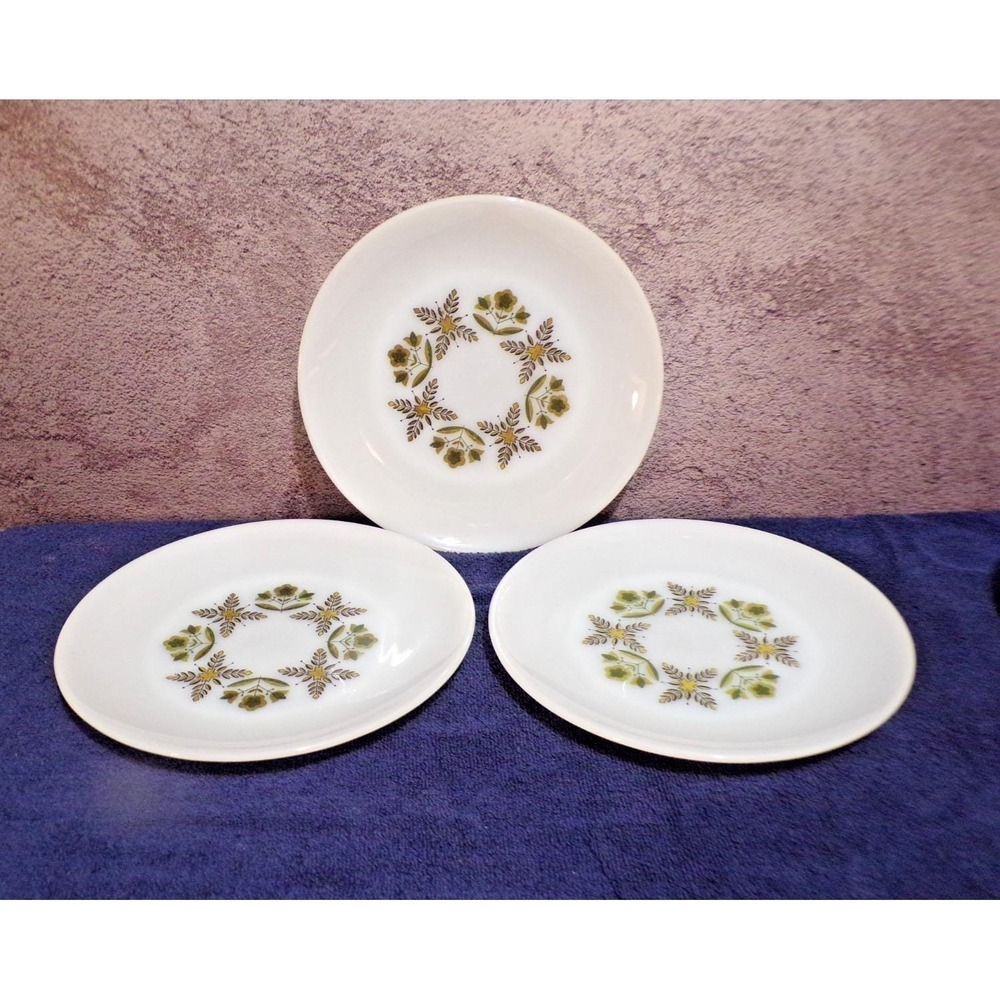 Vintage Anchor Hocking Meadow Green Dinner Plates Set of 3